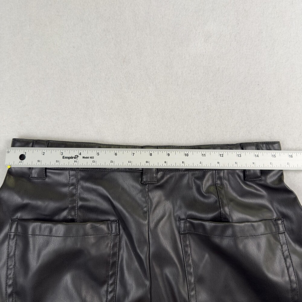 New HYFVE Faux Leather Cargo Pants High Rise Wide Leg Y2K Utility Black Sz XL - Picture 7 of 16